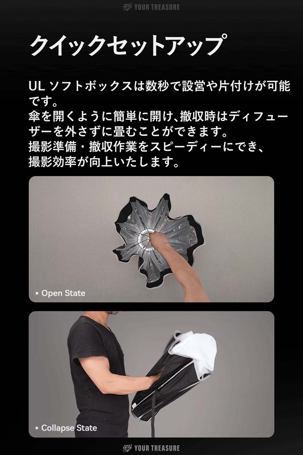 Godox ULシリーズ クイックリリース ソフトボックス Bowensマウント【UL-BOX-60 正方形 60cm】