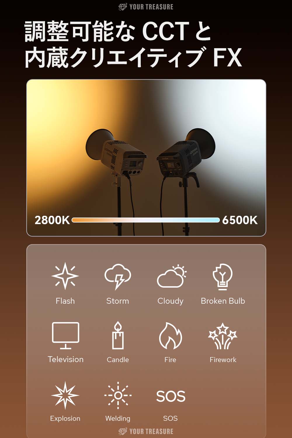 Godox LE200Bi 220W LITEMONS Bi-color LEDライト Bowensマウント 2800K~6500K