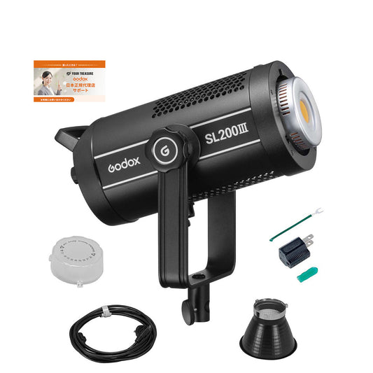 Godox SL200III 充実サポート 215W 95600lux 定常光LEDライト ビデオライト Bowensマウント サイレントモード 5600±200K 変換タップ付