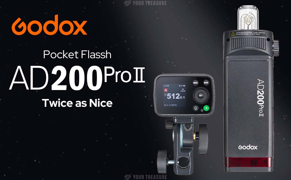 Godox AD200Pro II AD200ProII AD200 後継機 200Ws TTL カラースクリーン ワンタップ同期 16色グループインジケーター バイカラーモデリングランプ 1/1-1/512 フルパワー500回