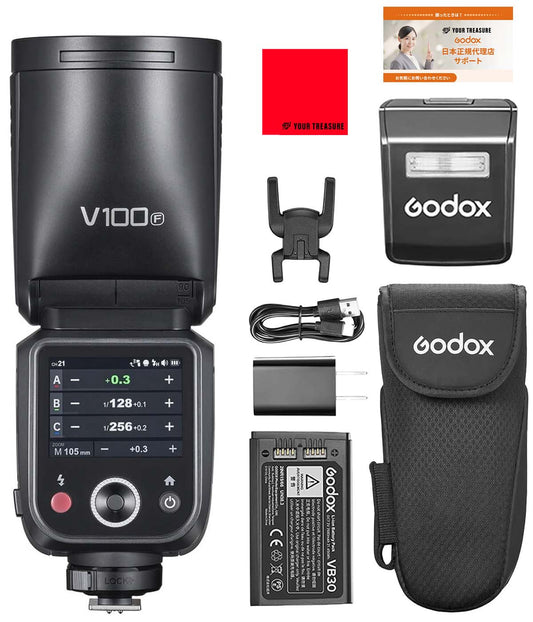 Godox V100 V100-F for Fujifilm TTL リチウムイオン ラウンドヘッド フラッシュ 100W リサイクルタイム1.7秒 400回フルパワー 2.4G 【日本語説明書/技適マーク】