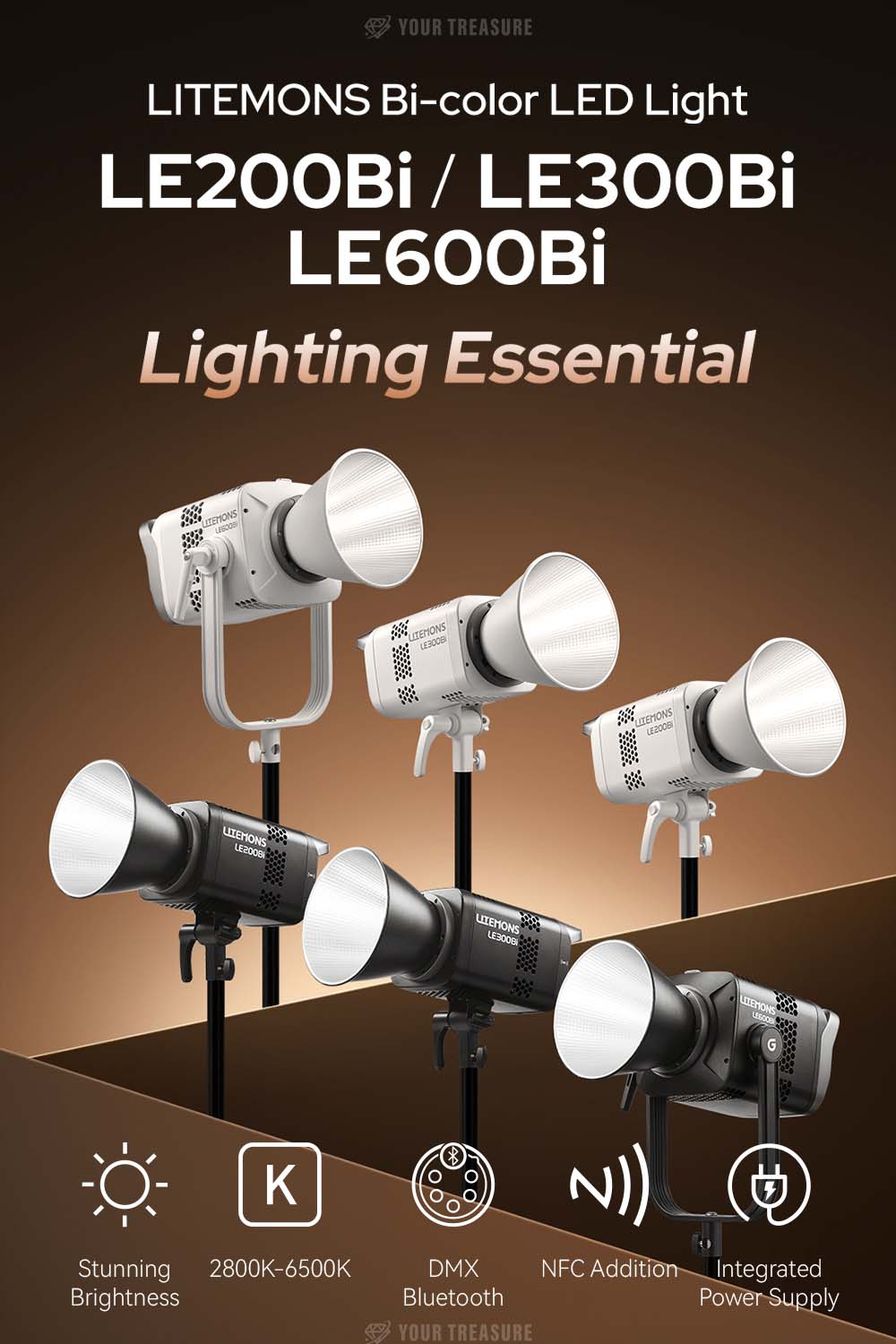 Godox LE200Bi 220W LITEMONS Bi-color LEDライト Bowensマウント 2800K~6500K