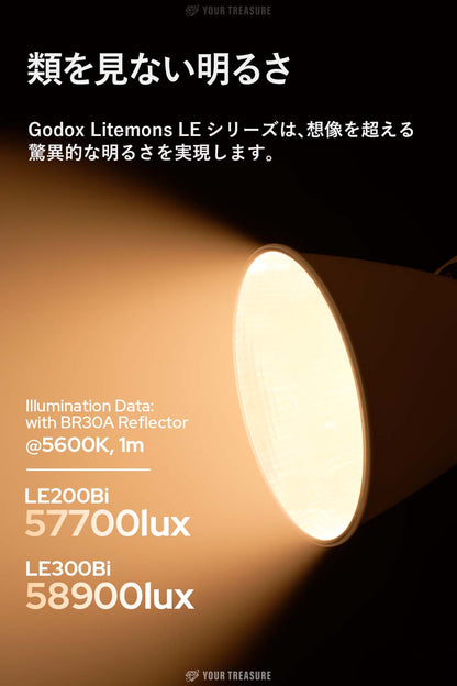 Godox LE200Bi 220W LITEMONS Bi-color LEDライト Bowensマウント 2800K~6500K