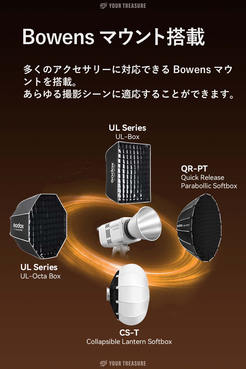 Godox LE200Bi 220W LITEMONS Bi-color LEDライト Bowensマウント 2800K~6500K