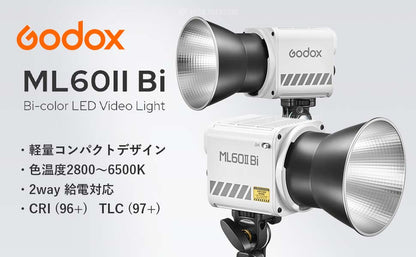 Godox ML60IIBI 70W LED ポータブル COB ビデオライト 2800-6500K 11FXエフェクト