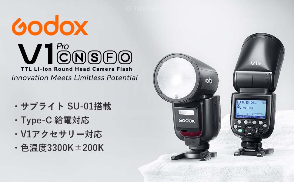 GODOX V1Pro-C フラッシュ ストロボ Canon対応 1/8000HSS 76WS 2.4G TTL