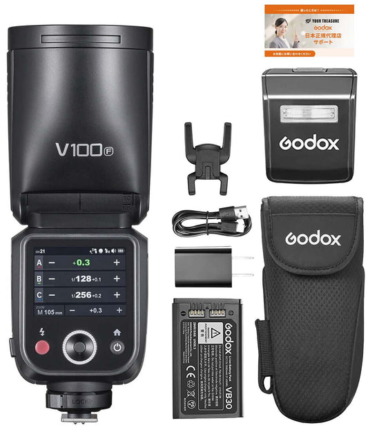Godox V100 V100-F for Fujifilm TTL リチウムイオン ラウンドヘッド フラッシュ 100W リサイクルタイム1.7秒 400回フルパワー 2.4G 【日本語説明書/技適マーク】