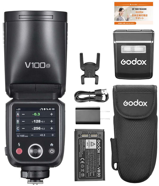 Godox V100 V100-O for Olympus TTL リチウムイオン ラウンドヘッド フラッシュ 100W リサイクルタイム1.7秒 400回フルパワー 2.4G 【日本語説明書/技適マーク】