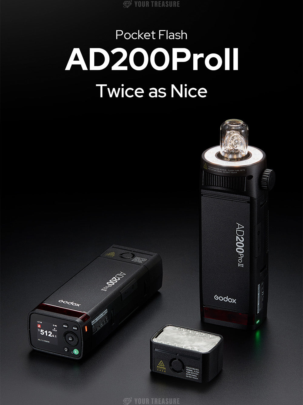 Godox AD200Pro II AD200ProII AD200 後継機 200Ws TTL カラースクリーン ワンタップ同期 16色グ –  ユア・トレジャー