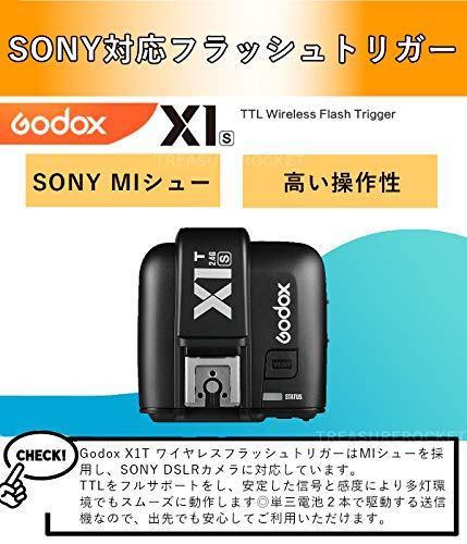 [正規品 技適マーク 日本語説明書付] Godox ゴドックス X1TS TTL ワイヤレスフラッシュトリガー 1/8000 Sony ソニー 対応  MIシュー [クロス セット品]（X1T-S）