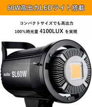 画像をギャラリービューアに読み込む, [国内正規代理店]GodoxSL-60W60W定常光LEDライトビデオライトBowensマウント5600±300[1年保証/日本語説明書/クロス付/セット品](SL60W+リモコン)
