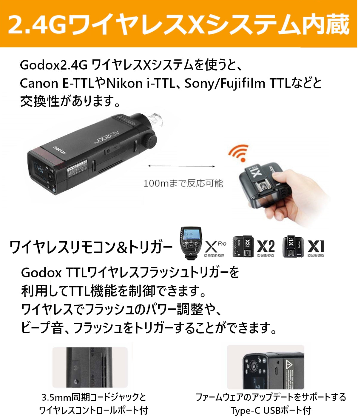 Godox AD200Pro ポケット TTL スピードライト フラッシュ [日本正規